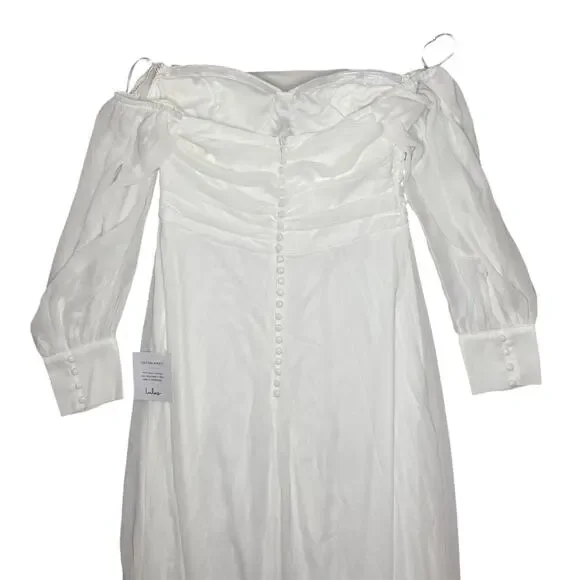 NWT Lulus Adorna White Off-the-Shoulder Maxi Dress Size M - Picture 8 of 11
